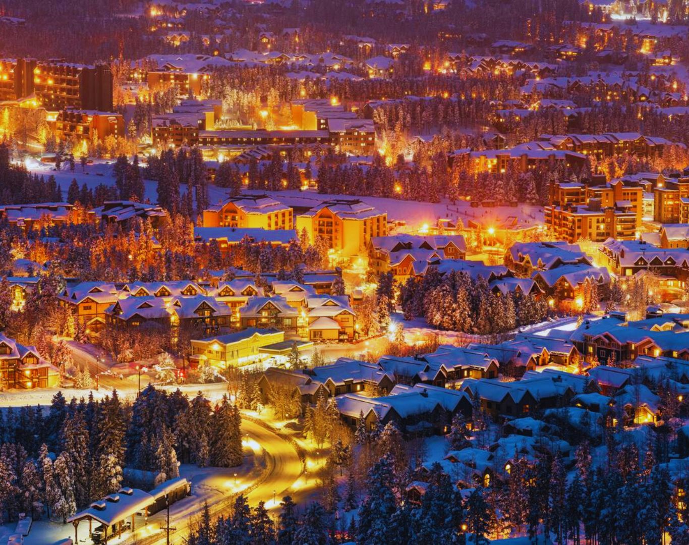 Skyline in winter at dusk, Breckenridge, CO