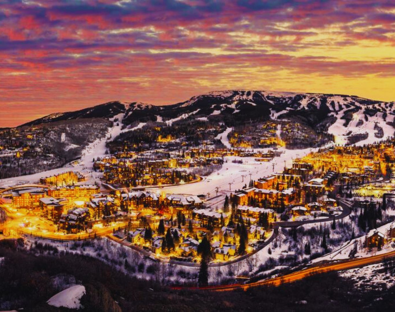 Skyline with sunset, Snowmass Village, CO